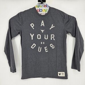 Under Armour Project‎ Rock Shirt Mens Medium Pay Your Dues Gray Long Sleeve